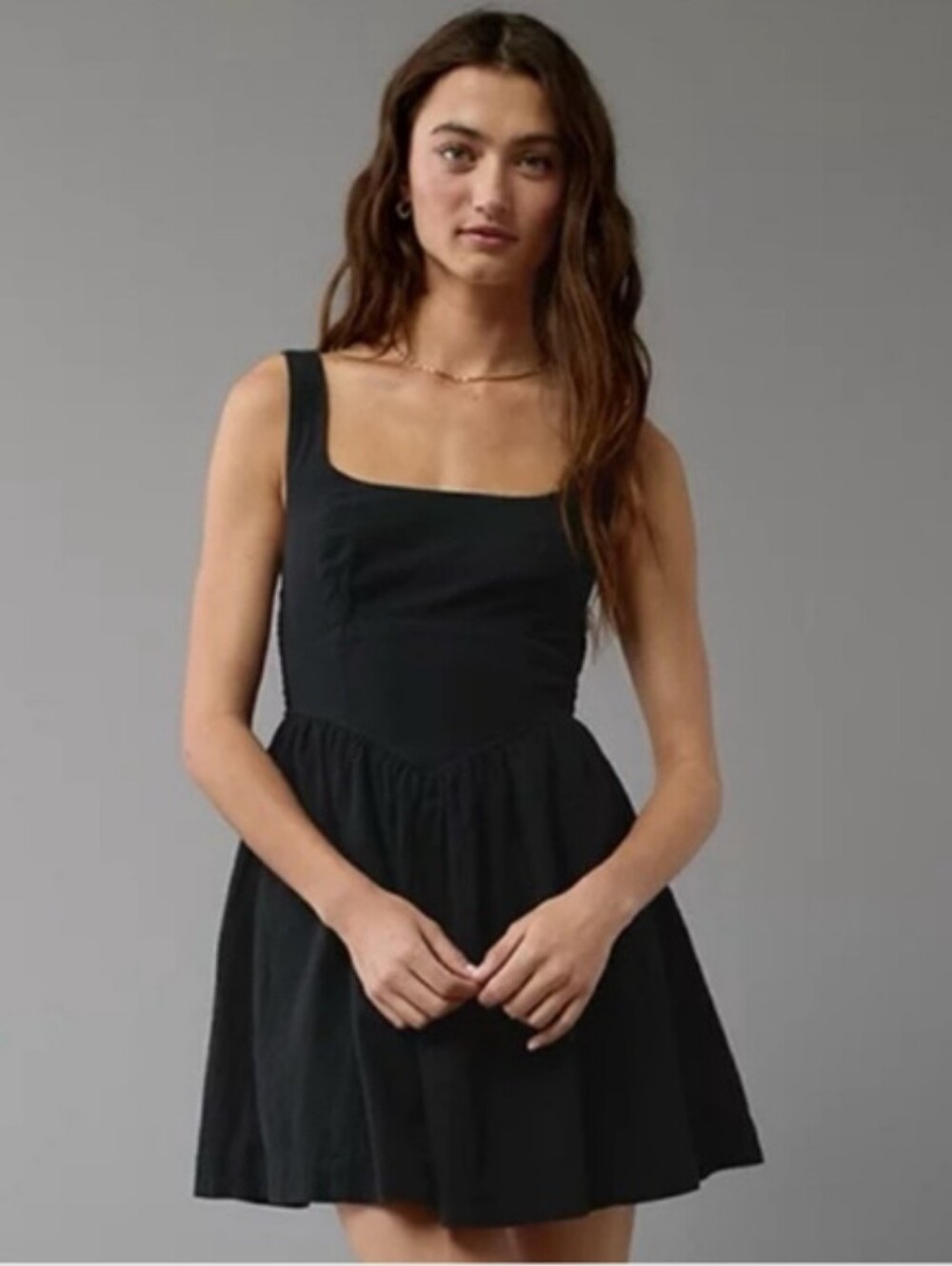 American Eagle Women's Black Velvet Corset Mini Dress. Sz L NWT - Picture 2 of 10